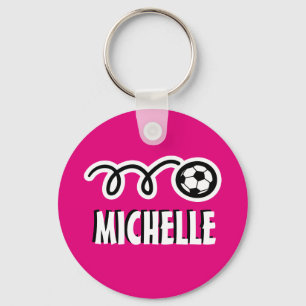 Gepersonaliseerde roze voetbal-sleutelhanger voor sleutelhanger