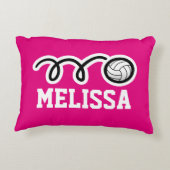 Gepersonaliseerde roze volleybal meisjes werpen ku accent kussen (Achterkant)