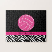 Gepersonaliseerde roze volleybalpuzzel legpuzzel (Horizontaal)