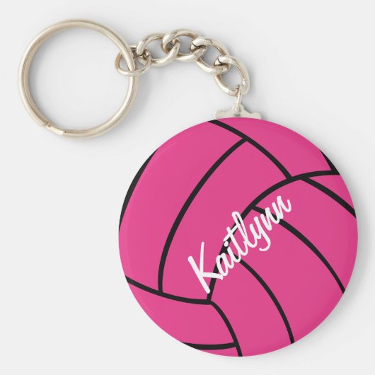 Gepersonaliseerde roze volleybalSleutelhanger Sleutelhanger (Voorkant)