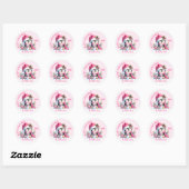 Gepersonaliseerde roze vrolijke kerst Schattigee p Ronde Sticker (Vel)