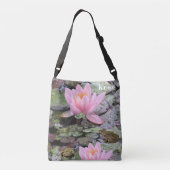 Gepersonaliseerde roze waterlelievijver crossbody tas (Achterkant)