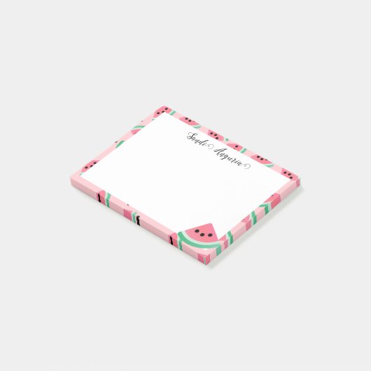 Gepersonaliseerde Roze Watermeloen Post-it Notitie Post-it® Notes (Schuin)