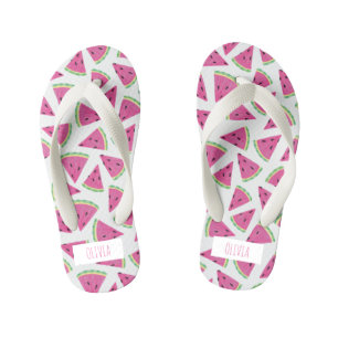 Gepersonaliseerde roze watermeloen tropische zomer kinder teenslippers