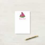Gepersonaliseerde roze watermeloensluiting post-it® notes (Op bureau)