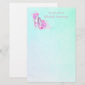 Gepersonaliseerde roze Waterverf balletschoenen Briefpapier (Voorkant / Achterkant)