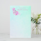 Gepersonaliseerde roze Waterverf balletschoenen Briefpapier (Staand voorkant)