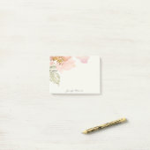 Gepersonaliseerde roze waterverf bloem post-it® notes (Op bureau)