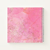 Gepersonaliseerde Roze Waterverf Glitter Moderne Notitieboek (Achterkant)