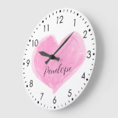 Gepersonaliseerde roze Waterverf - Harde wandklok (Hoek)