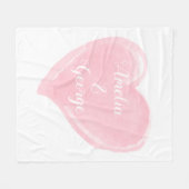 Gepersonaliseerde roze Waterverf Heart Wedding Fleece Deken (Voorkant (Horizontaal))