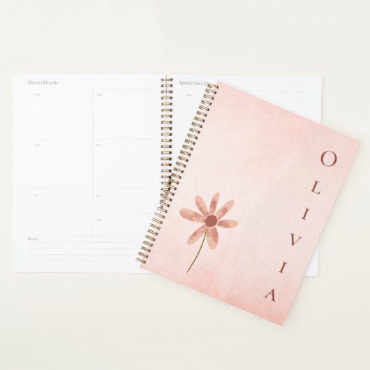 Gepersonaliseerde roze Waterverf sierlijke bloem Planner (Display)