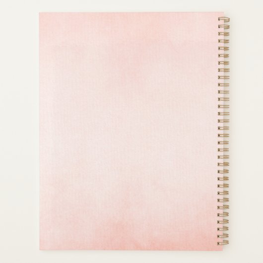 Gepersonaliseerde roze Waterverf sierlijke bloem Planner (Achterkant)