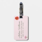 Gepersonaliseerde roze wilde bloem bagagelabel (Achterkant verticaal)