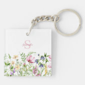 Gepersonaliseerde roze wilde bloem sleutelhanger (Achterkant)
