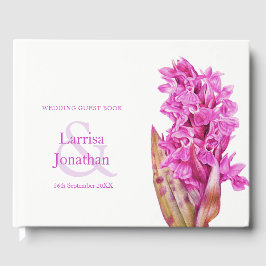 Gepersonaliseerde roze wilde orchidee kunst bruilo gastenboek