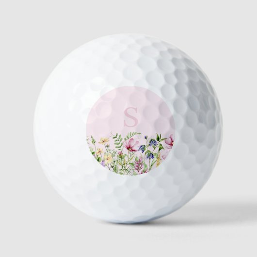 Gepersonaliseerde roze Wildflower Bloemen Golfballen (Voorkant)