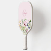 Gepersonaliseerde roze Wildflower Bloemen Pickleball Paddle (Links)