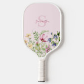 Gepersonaliseerde roze Wildflower Bloemen Pickleball Paddle (Achterkant)