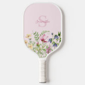 Gepersonaliseerde roze Wildflower Bloemen Pickleball Paddle (Voorkant)