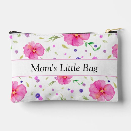 Gepersonaliseerde roze Wildflower Waterverf Pouch Etui (Achterkant)