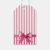 Gepersonaliseerde Roze & Wit Gestreepte Sticker me Cadeaulabel (Achterkant)
