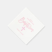 Gepersonaliseerde Roze Wit Kruis MEISJE DOOP Servet (Hoek)