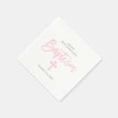 Gepersonaliseerde Roze Wit Kruis MEISJE DOOP Servetten (Hoek)