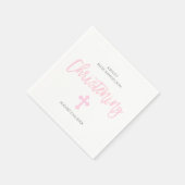 Gepersonaliseerde Roze Wit Meisje Kruis DOOP Servet (Hoek)