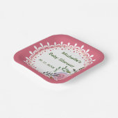 Gepersonaliseerde roze & witte bloemen papieren bordje (Gebogen)