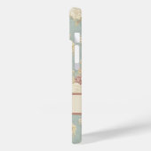 Gepersonaliseerde roze witte blosrozen op blauw Case-Mate iPhone case (Achterkant / Links)