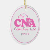 Gepersonaliseerde roze witte CNA zuster Kerstmis Keramisch Ornament (Rechts)