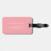 Gepersonaliseerde Roze Witte Gestreepte Bagage Lab Bagagelabel (Achterkant horizontaal)