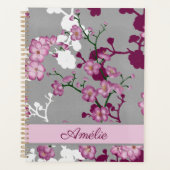 Gepersonaliseerde roze witte kersenbloesems planner (Voorkant)