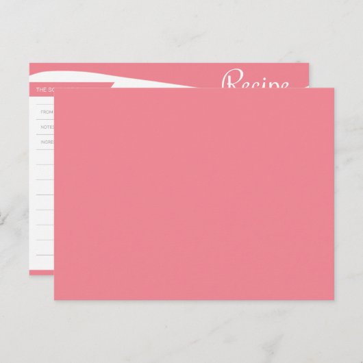 Gepersonaliseerde roze & witte Recept Kaart (Voorkant / Achterkant)