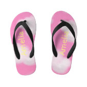 Gepersonaliseerde Roze & Witte Wolken Kinder Teenslippers (Voetbed)
