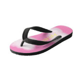 Gepersonaliseerde Roze & Witte Wolken Kinder Teenslippers (Schuin)
