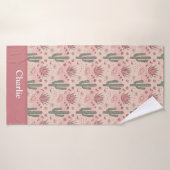 Gepersonaliseerde Roze Woestijncactus Badhanddoek (Badhanddoek)