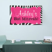 Gepersonaliseerde Roze Zebra Print Bat Mitswa Bann Spandoek (Beurs)