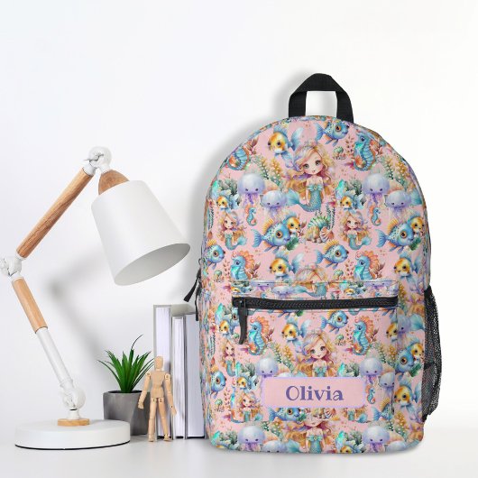 Gepersonaliseerde roze zeemeermin rugzak