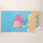 Gepersonaliseerde roze zeemeermin strandlaken (Voorkant)