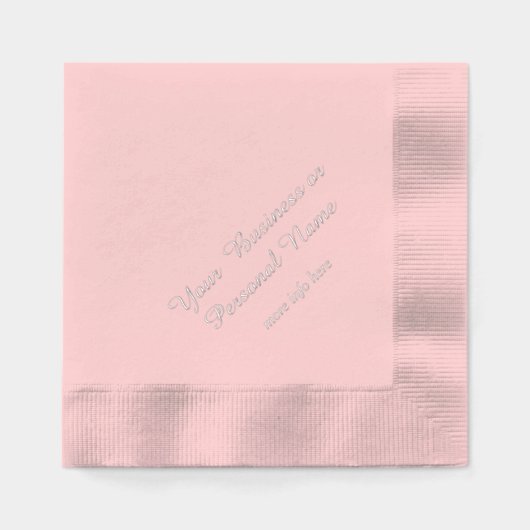 Gepersonaliseerde roze zilveren folie servetten (Voorkant)