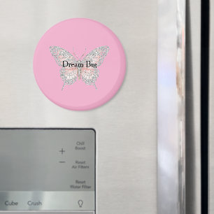 Gepersonaliseerde Roze Zilveren Vlinder Magneet