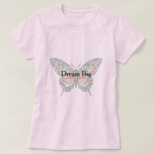 Gepersonaliseerde Roze Zilveren Vlinder T-shirt