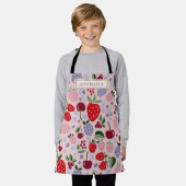 Gepersonaliseerde Roze Zomer Fruit Bessen Bruidsme Schort (Gedragen)