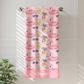 Gepersonaliseerde Roze Zomer Vibes Badhanddoek