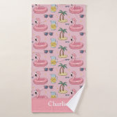 Gepersonaliseerde Roze Zomer Vibes Badhanddoek (Badhanddoek)