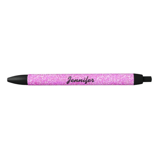 GEPERSONALISEERDE roze ZONDER GLITTER MET NAAM Zwarte Inkt Pen (Voorkant)