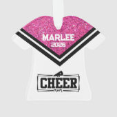 Gepersonaliseerde Roze & Zwart Cheer Mom Ornament (achterkant)