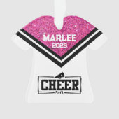 Gepersonaliseerde Roze & Zwart Cheer Mom Ornament (voorkant)